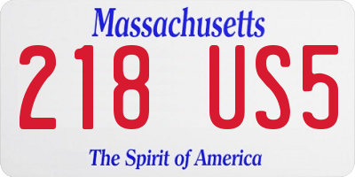 MA license plate 218US5