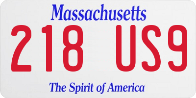 MA license plate 218US9