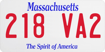 MA license plate 218VA2