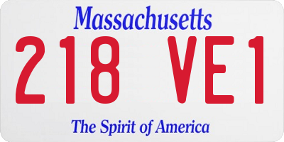 MA license plate 218VE1