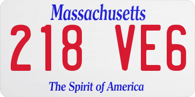 MA license plate 218VE6