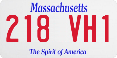 MA license plate 218VH1