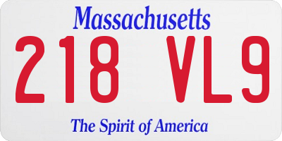 MA license plate 218VL9
