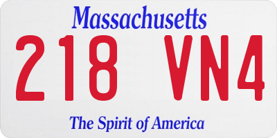 MA license plate 218VN4