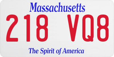 MA license plate 218VQ8