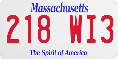 MA license plate 218WI3