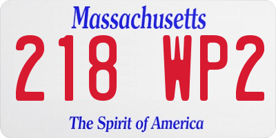 MA license plate 218WP2