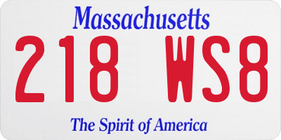 MA license plate 218WS8