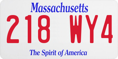 MA license plate 218WY4