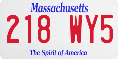 MA license plate 218WY5