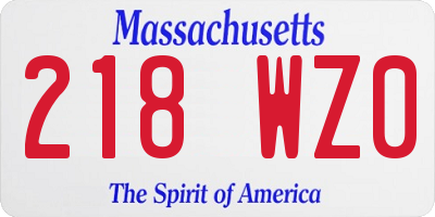 MA license plate 218WZ0