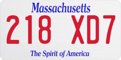 MA license plate 218XD7