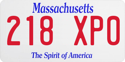 MA license plate 218XP0