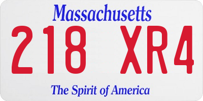 MA license plate 218XR4