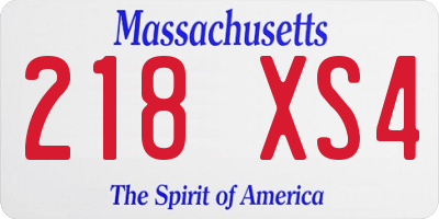 MA license plate 218XS4