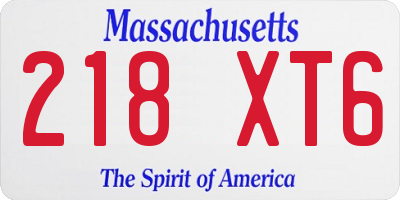 MA license plate 218XT6