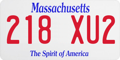 MA license plate 218XU2
