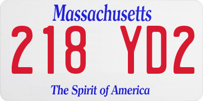 MA license plate 218YD2