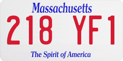 MA license plate 218YF1