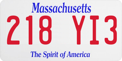 MA license plate 218YI3