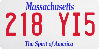 MA license plate 218YI5