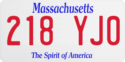MA license plate 218YJ0