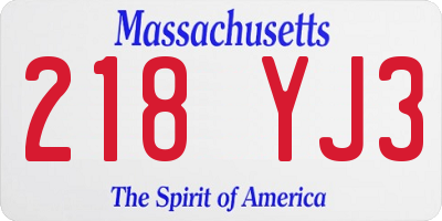MA license plate 218YJ3