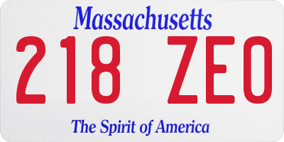 MA license plate 218ZE0