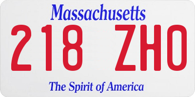 MA license plate 218ZH0