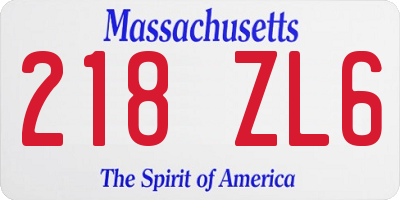 MA license plate 218ZL6