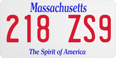 MA license plate 218ZS9