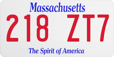 MA license plate 218ZT7