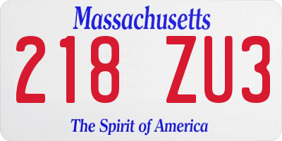 MA license plate 218ZU3