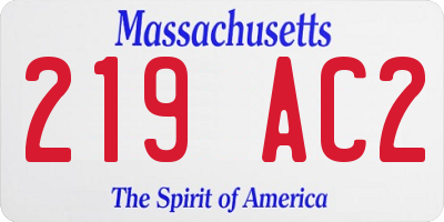 MA license plate 219AC2