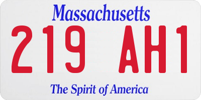 MA license plate 219AH1