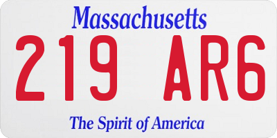 MA license plate 219AR6