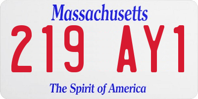 MA license plate 219AY1