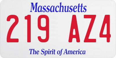 MA license plate 219AZ4