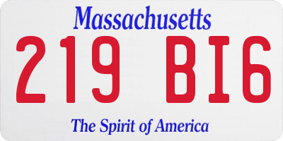 MA license plate 219BI6