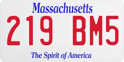 MA license plate 219BM5