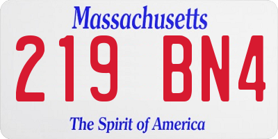 MA license plate 219BN4