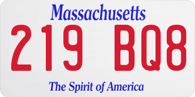 MA license plate 219BQ8
