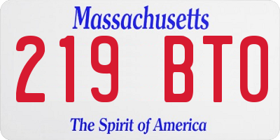 MA license plate 219BT0