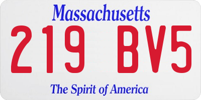 MA license plate 219BV5