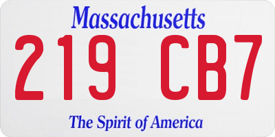 MA license plate 219CB7