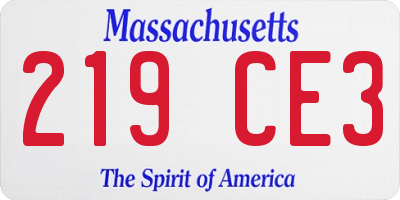MA license plate 219CE3