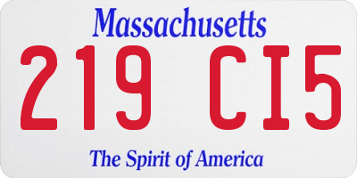 MA license plate 219CI5