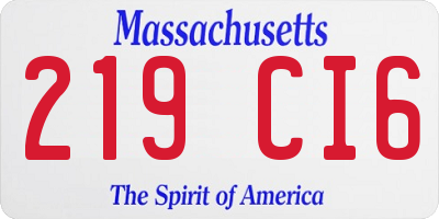 MA license plate 219CI6