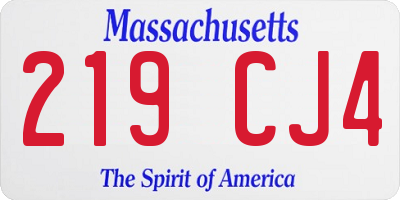 MA license plate 219CJ4