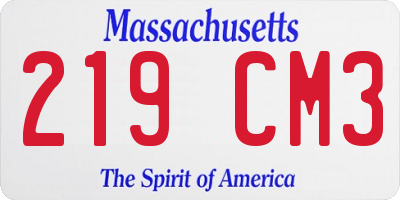 MA license plate 219CM3